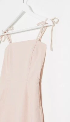 £0.99 • Buy Asos Denim Square Neck Midi Dress With Frill In Pink Size 6 UK 