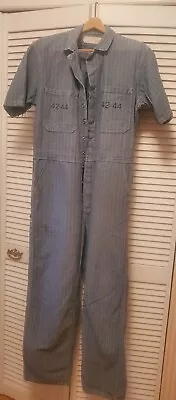 Vintage Bib Coveralls Team Safety Apparel 100% Cotton Overalls Denim  42-44 USA • $60