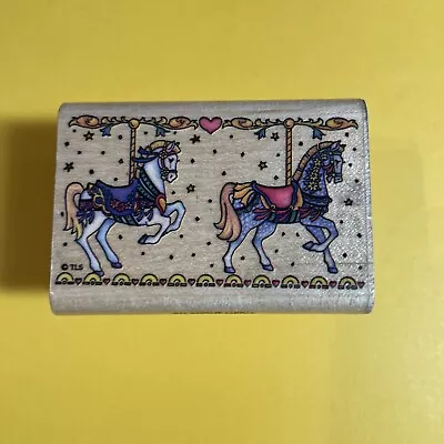 Rubber Stamp Q Carousel Horses Fantasy Amusement Park Ride Music • $16
