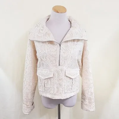 A.L.C. Clarke White Lace Jacket Funnel Neck Boxy Cropped Coat SAMPLE With Tags • $175