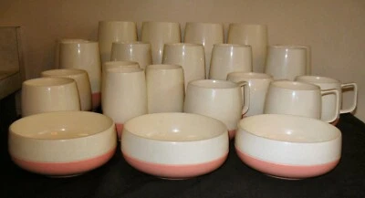 23 Pieces Mid Century Vacron Bopp Decker Pink Insulated Plastic Bowls Tumblers • $85