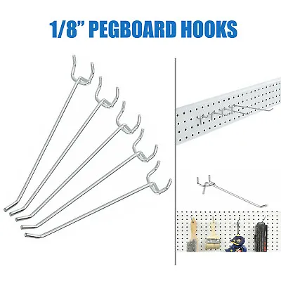 2 4 6 8  Long Peg Board Shelving Hooks 1/8  Thick Zinc Steel-PACK 20PACK 100 • $15.99