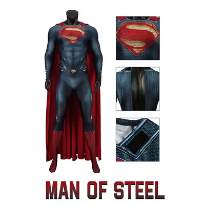 Superman Man Of Steel Clark Kent Cosplay Costume With Cloak Jumpsuit Halloween • $136.39