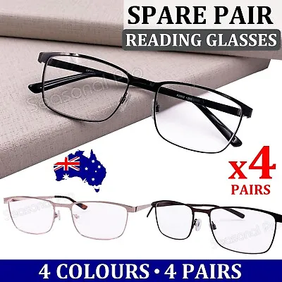 4 Pairs Standard Metal Adult Reading Glasses +1.0~+4.0 Unisex Men Women Classic • $14.95