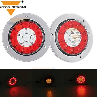 2pcs 4  Round Red/Amber 16 LED Truck Trailer Brake Stop Turn Signal Tail Lights • $19.98