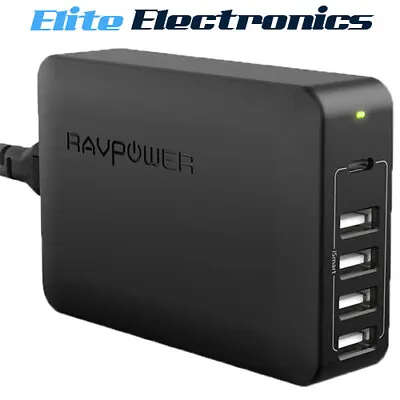 $49.85 • Buy RAVPower RP-PC059 60W 5 Port Charger USB-A USB-C PD Wall Charging Station