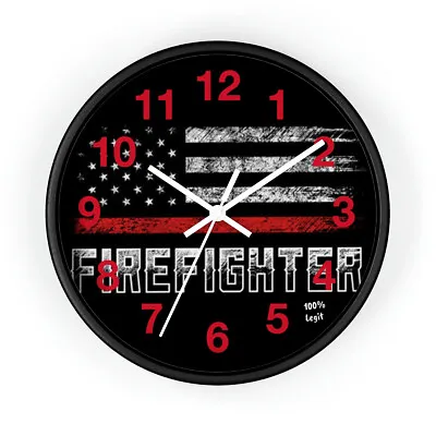 Thin Red Line Firefighter Volunteer Rescue Wall Clock • $40.35