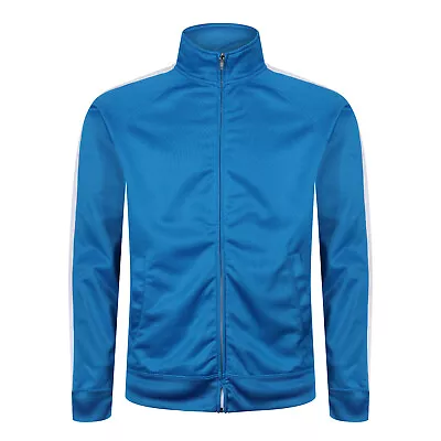 New Mens Tracksuit Top Zip Up Jacket Microfibre Breathable Running Track Coat • £11.99