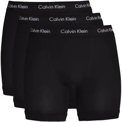 Calvin Klein Men's Brief Stretch Boxers 3 In 1 Pack All Black Body Low Rise UK • £15.99