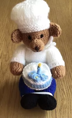 Handmade Chef Birthday Teddy Blue Gift Wrapped With Ribbons Age Can Be Added 13c • £6