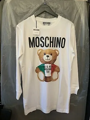 New Moschino Couture Cotton White Teddy Bear Logo Top Size 38/ Uk6 Oversized • $55.95