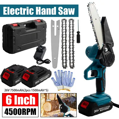 6  Cordless Chainsaw Electric One-Hand Saw Wood Cutter 2 Batteries For Makita • £25.99