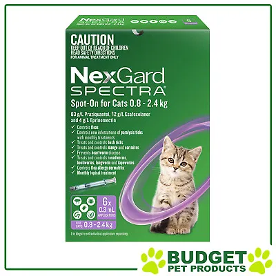 NexGard Spectra Spot On For Cats 0.8 - 2.4kg 6 Pack • $82.49