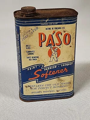 Vintage Original PASO Paint Varnish Lacquer Quart Advertising Metal Can Rustic • $29