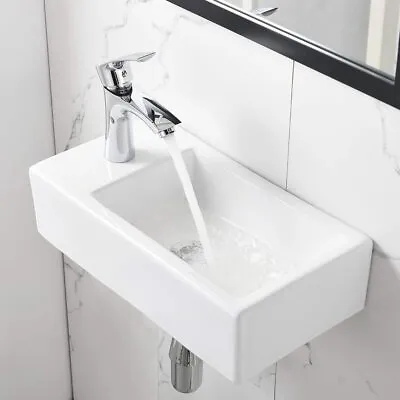 £18.90 • Buy Small White Bathroom Wall Hung Cloakroom Ceramic Compact Hand Wash Basin Sink UK