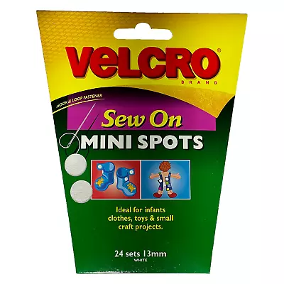 WHITE VELCRO 13mm Sew On Dots Spots Self Adhesive Hook/Loop Fasteners 24 SETS • £2.99