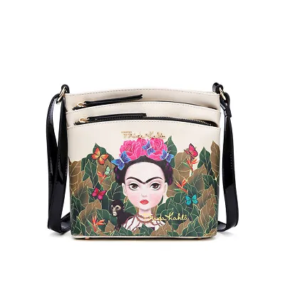 $39.99 • Buy Fjc705 Authentic Frida Kahlo Jungle Series Crossbody Messenger Bag~black