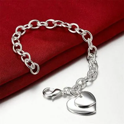 Elegant 925 Sterling Silver New Fashion Jewelry I Love You Heart 7.5  Bracelet • $13.74