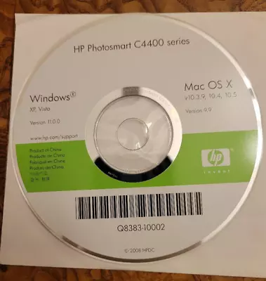 HP Photosmart C4400  Software CD Windows XP Vista Mac OS X  2008 • $9.99