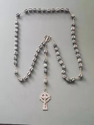 Vintage Very Heavy Real Stone Beads + Metal Crucifix Rosary (105 Grams) #144 • £9.95