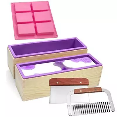 2x Molde Rectangular De Silicona Para Jabón Con Caja De Madera Para Hacer Jabón • $31.65