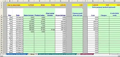 Hairdresser Bookkeeping Spreadsheet (non-VAT/GST) - 2022 Year End Version • £13.99