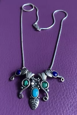 Carolyn Pollock 925 Silver Turquoise / Lapis / Malachite Pendants & 41cm Chain • £49.99
