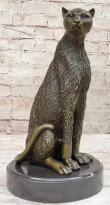 Sitting Mountain Lion Bronze Sculpture Wildlife Figurine Home Cabin Decor Sale • $251.40