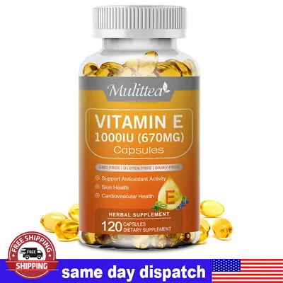 Vitamin E Oil 120 Softgels | Vit E Capsules For Hair Skin Nail Face Health Vegan • $13.98