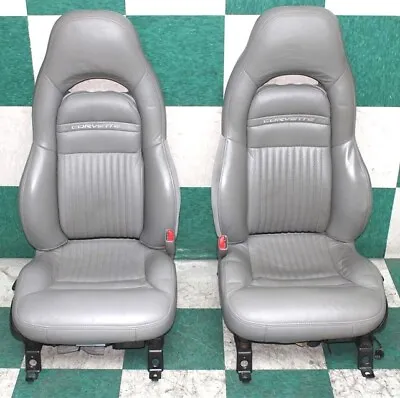 *ISSUE* 01' C5 Coupe Gray Leather Memory Dual Power Bucket Seats Pair 2x OEM • $854.99