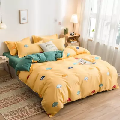 Cute Mushroom Bedding Set Full Size For Kids Girls Cartoon Botanical Plants Duve • $47.22