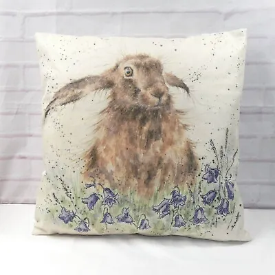 Hare In Bluebells Cushion Cover Country Style Animal Watercolour Wildlife Gift • £12.99