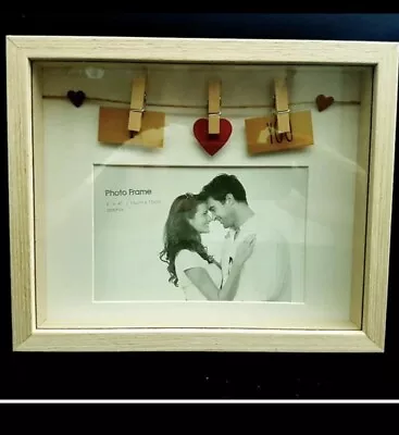 Wood I Love You Valentine Box Photo Frame Hanging • £8.99