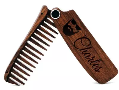 Personalized Beard & Hair Wood Comb Handmade Anti-static Comb Foldable Design • $8.99