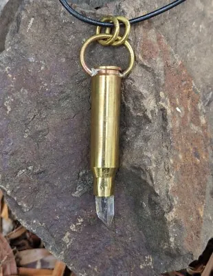 £54.91 • Buy Vintage Brass WW2 Bullet Case With Quartz Crystal Point Handmade Necklace  .A45d
