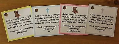 £6.50 • Buy CHRISTENING / BAPTISM CANDLE FAVOUR LABELS / TAGS - Can Be Personalised