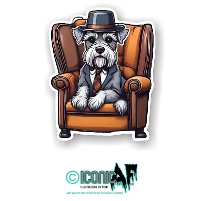 Funny Gangster MOB Miniature Schnauzer Hat & Tie Vinyl Car Sticker Decal 10cm • £2.59