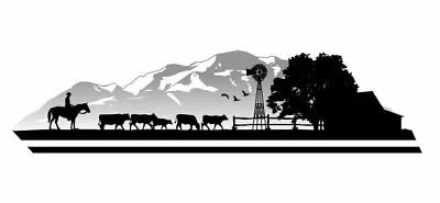 300mm Cowboy On Horse With Cattle Landscape Sticker Decal RV Motorhome 4X4 • $25