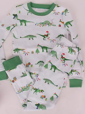 Pottery Barn Kids Christmas Organic Dino Tight Fit Fitted Pajamas Size 6 • $21.21