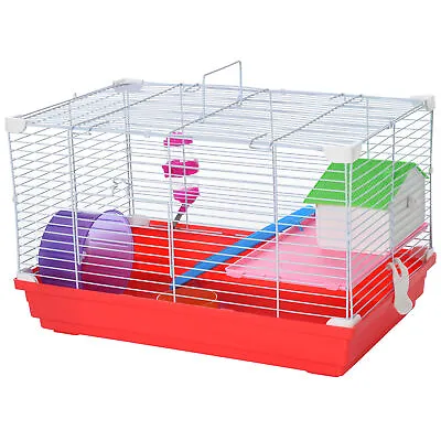 PawHut Hamster Cage Pet Animal Travel Cage Box Double Layers W/ Accessories • £20.99