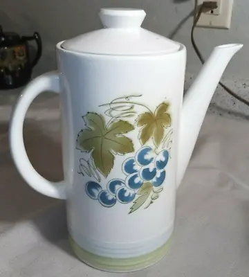 Vtg Harmony House Blue Grapes 9.25  Ironstone Coffee Pot 9 Cups Blue Green 4265 • $12.95