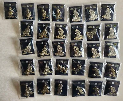 $99.99 • Buy 31 Vintage Disney Monogram Brass Metal Mickey, Minnie, Goofy & Donald Lapel Pin 