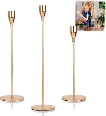 £21.43 • Buy HZSOOCH Gold Taper Candle Holders Set Of 3 Candle Holders For Candlesticks, Gold
