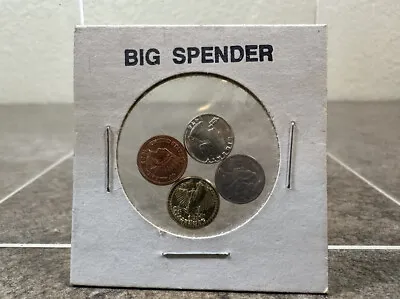 BIG SPENDER Mini Coin Set Four Piece Souvenir Coins In White Cardboard Holder • $8.95