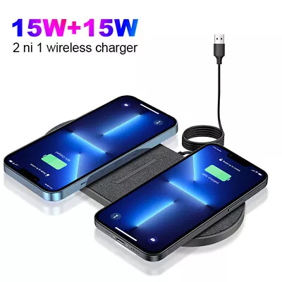 Fast Wireless Charger Dual Charging Mat Pad For Apple IPhone 15 Pro Max 14 13 12 • $19.99