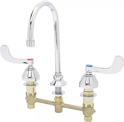 T&S B-2866-01 Medical Faucet 8” Centers Deck-Mounted Chrome 4  Wrist Action • $189.99