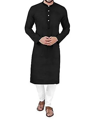 Handmade Plain Solid Kurta Pajama Set For Men Indian Mens Kurta Pyjama Suit Eid • £27.20