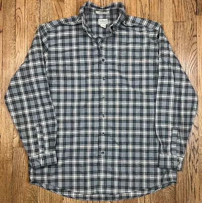LL Bean Men's XL Tall Gray Multicolor Cotton Flannel Long Sleeve Button Shirt • $28.34