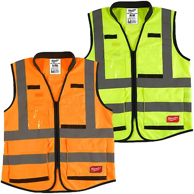 £10.95 • Buy Milwaukee Premium Hi Vis Visibility Vest Multi Pocket Safety Waistcoat