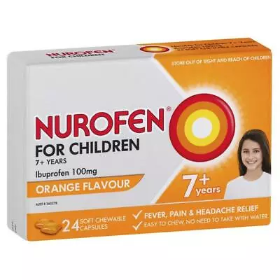 $15.49 • Buy Nurofen For Children 7+ Pain And Fever Relief Chewable Capsules 100mg Ibuprof...